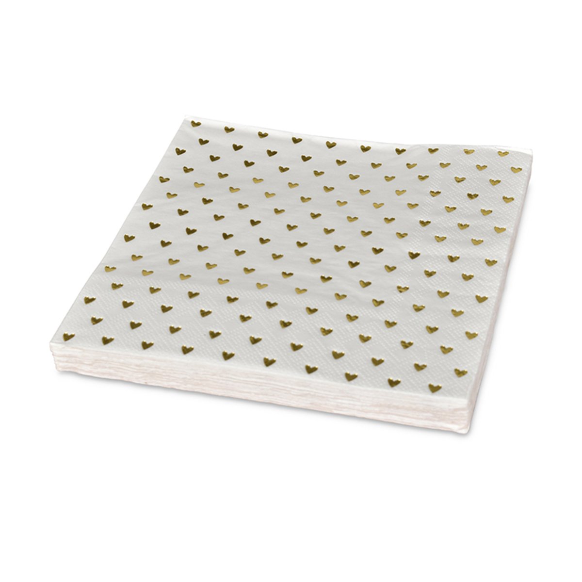 Lot de 20 serviettes en papier coeurs doré, OPJET