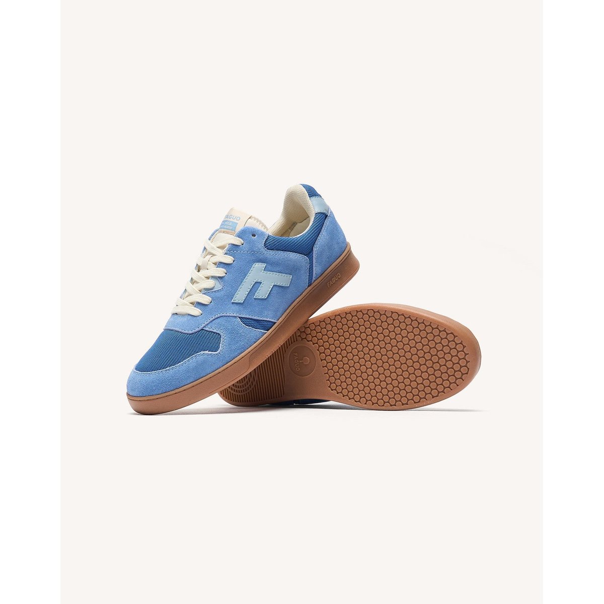Baskets basses suede tissu PALMER bleu océan, FAGUO