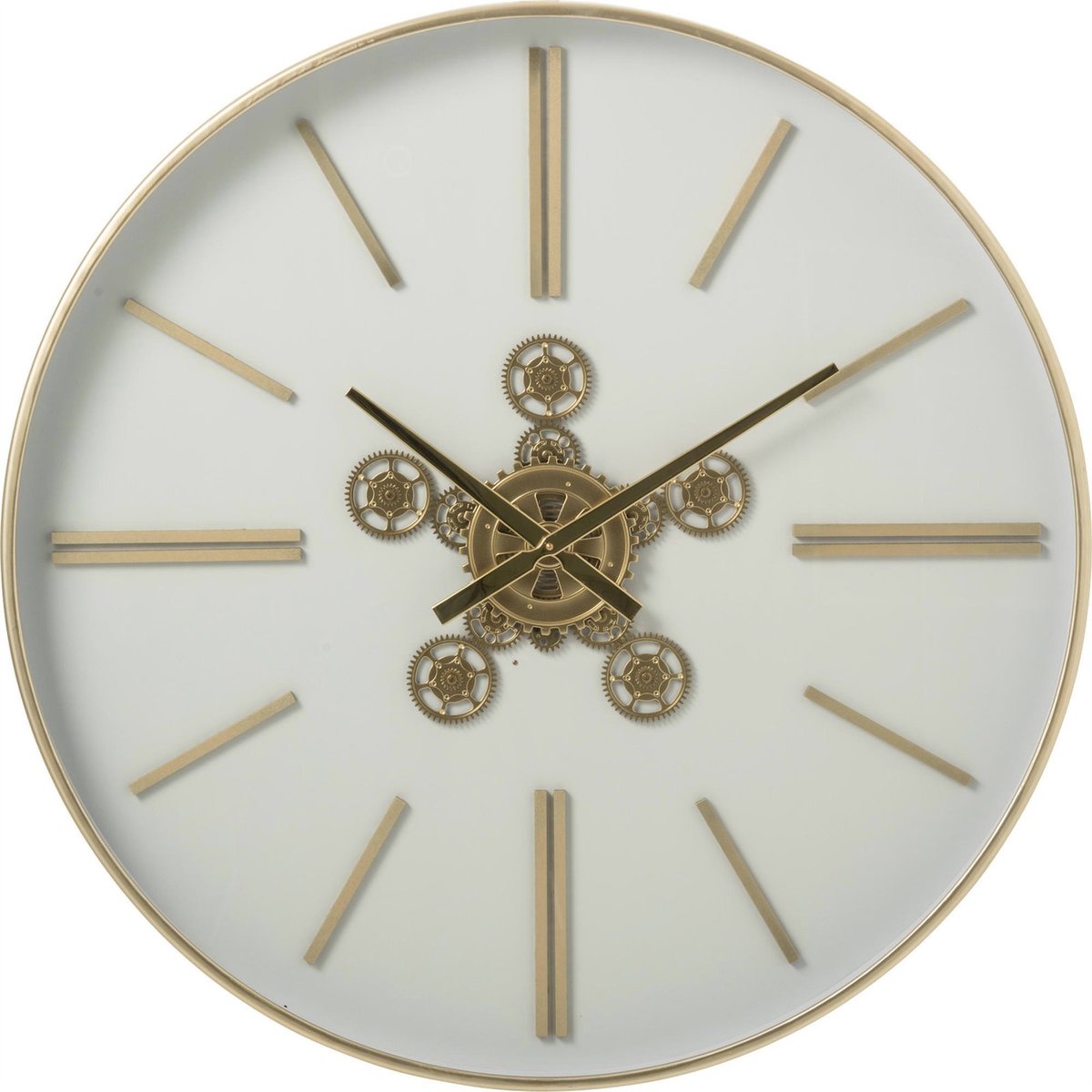 Horloge murale ronde en métal blanc et doré, RECOLLECTION
