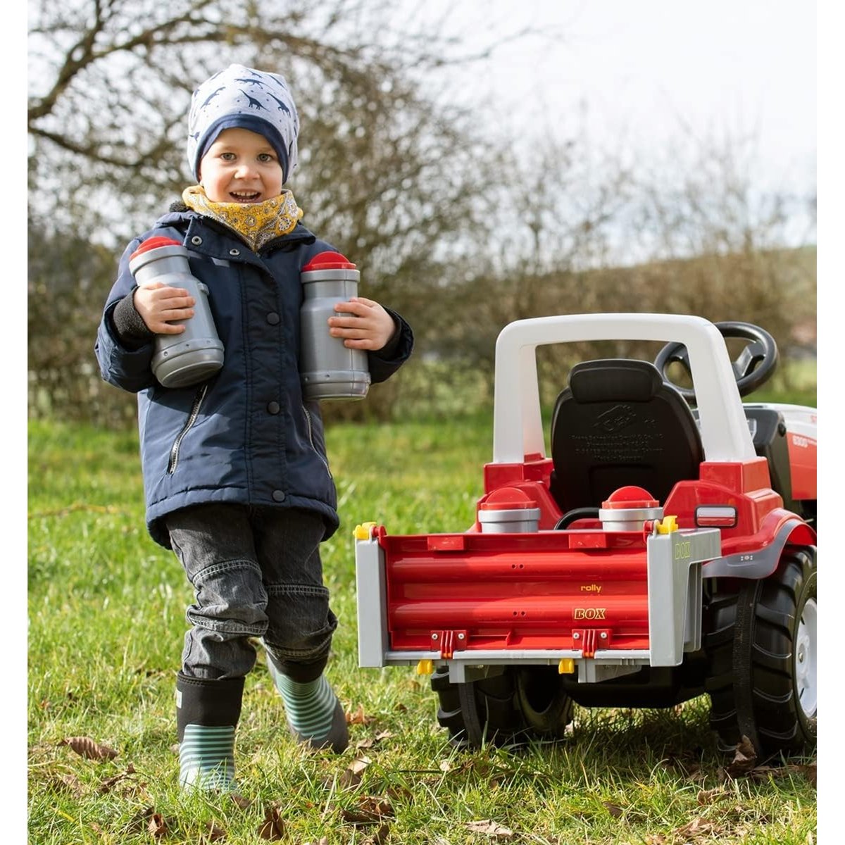 4 pots de lait - accessoire tracteur à pédales gris et rouge, ROLLY TOYS