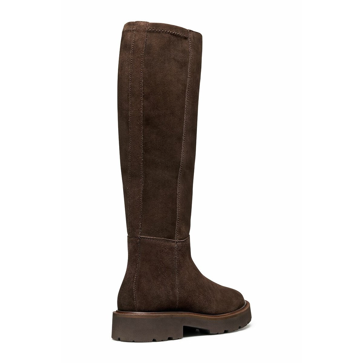 Norize Knee-High Boots in Suede with Flat Heel dark brown, GEOX