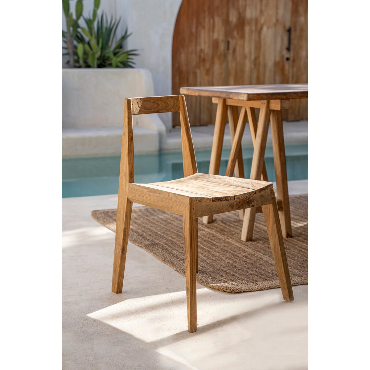 Chaise en teck PAXI beige, BAZAR BIZAR