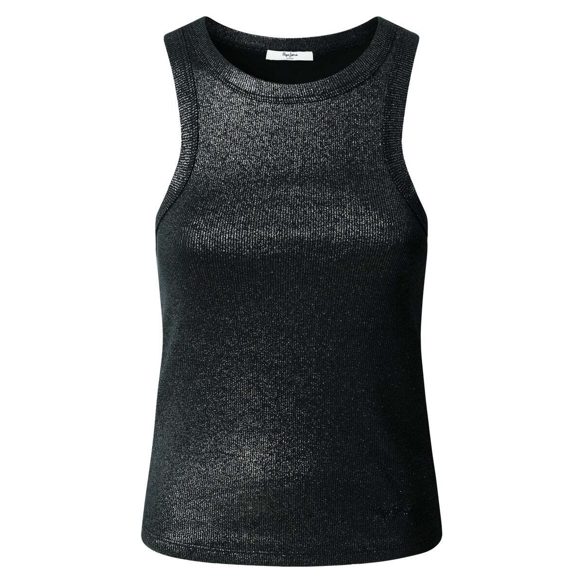 Top Côtelé Métallisé noir, PEPE JEANS