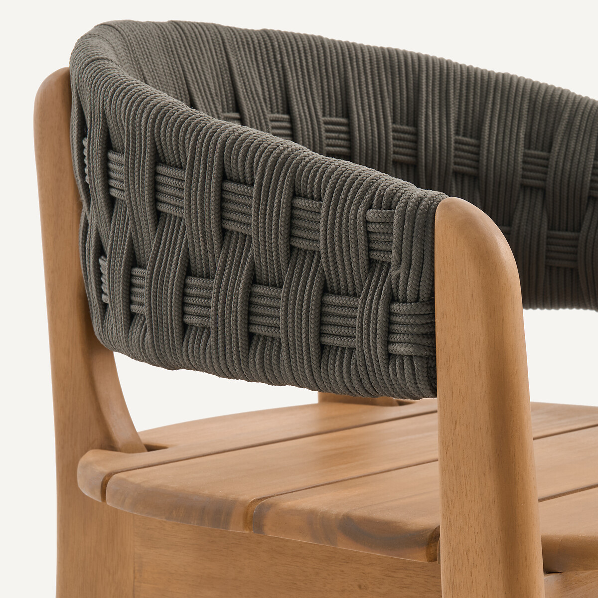 Fauteuil de table de jardin en acacia massif et corde tressée, CHABLIS naturel, AM.PM