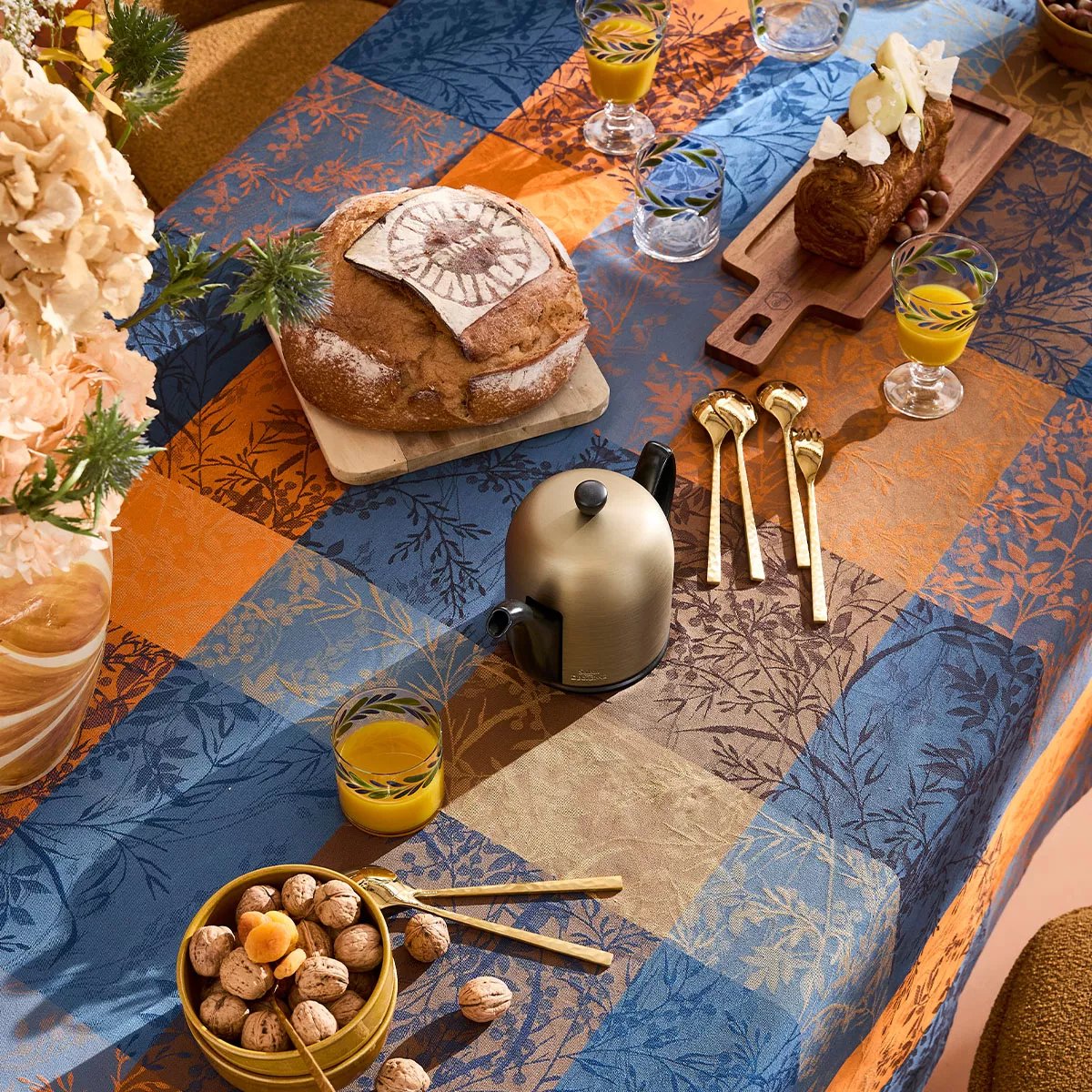Nappe pur coton enduit MILLE BRANCHAGES crepuscule, GARNIER THIEBAUT