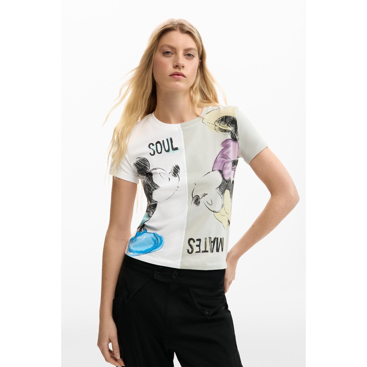 T-shirt mickey et minnie mouse™ kiss blanc, DESIGUAL