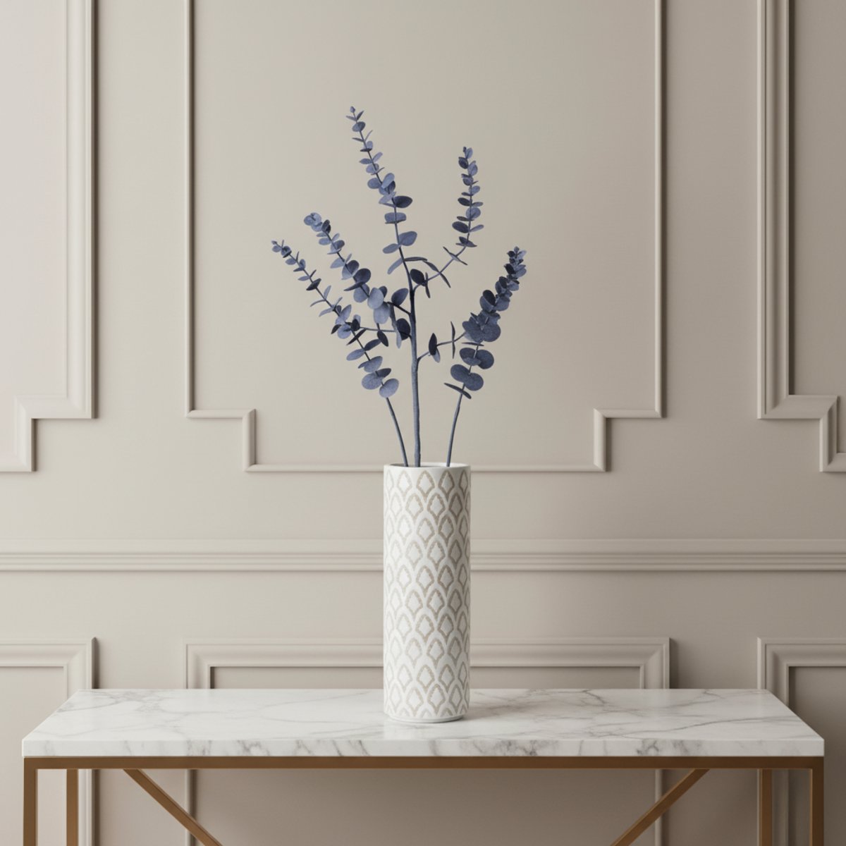 Feuillage artificiel eucalyptus effet duveteux H73 bleu, SIA DECO