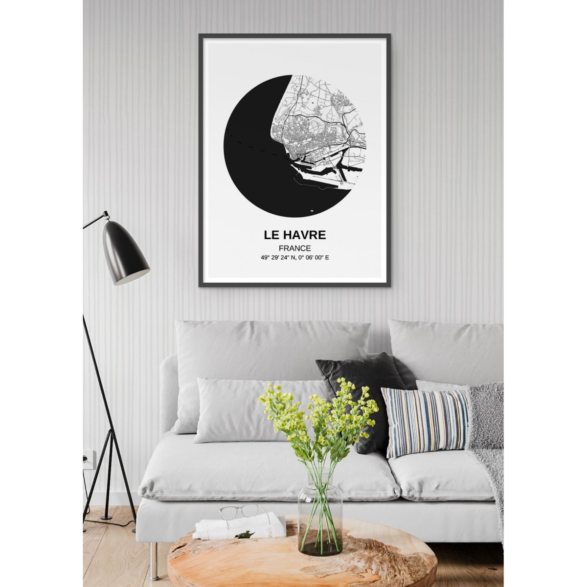 Affiche Carte Le Havre blanc, L'AFFICHERIE