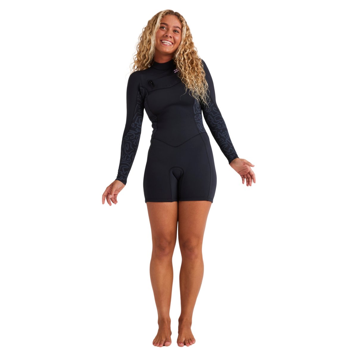 Springsuit Chest Zip manches longues 2/2MM SYNERGY NATURAL noir black fade, BILLABONG