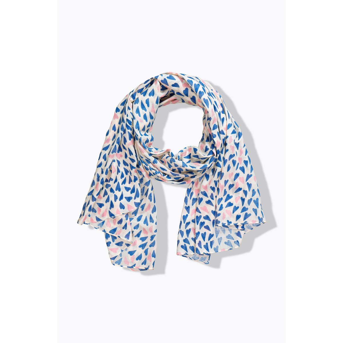 Écharpe, motif petits cœurs multicolores blanc perle, ULLA POPKEN