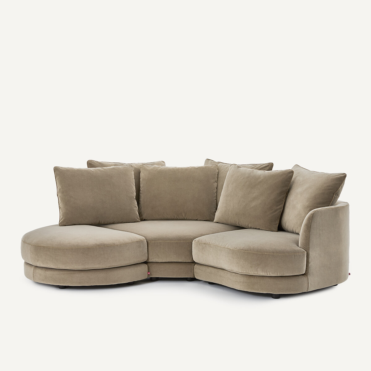 Divano angolare modulare in velluto stonewashed, TIBERIO grigio shiitake , AM.PM
