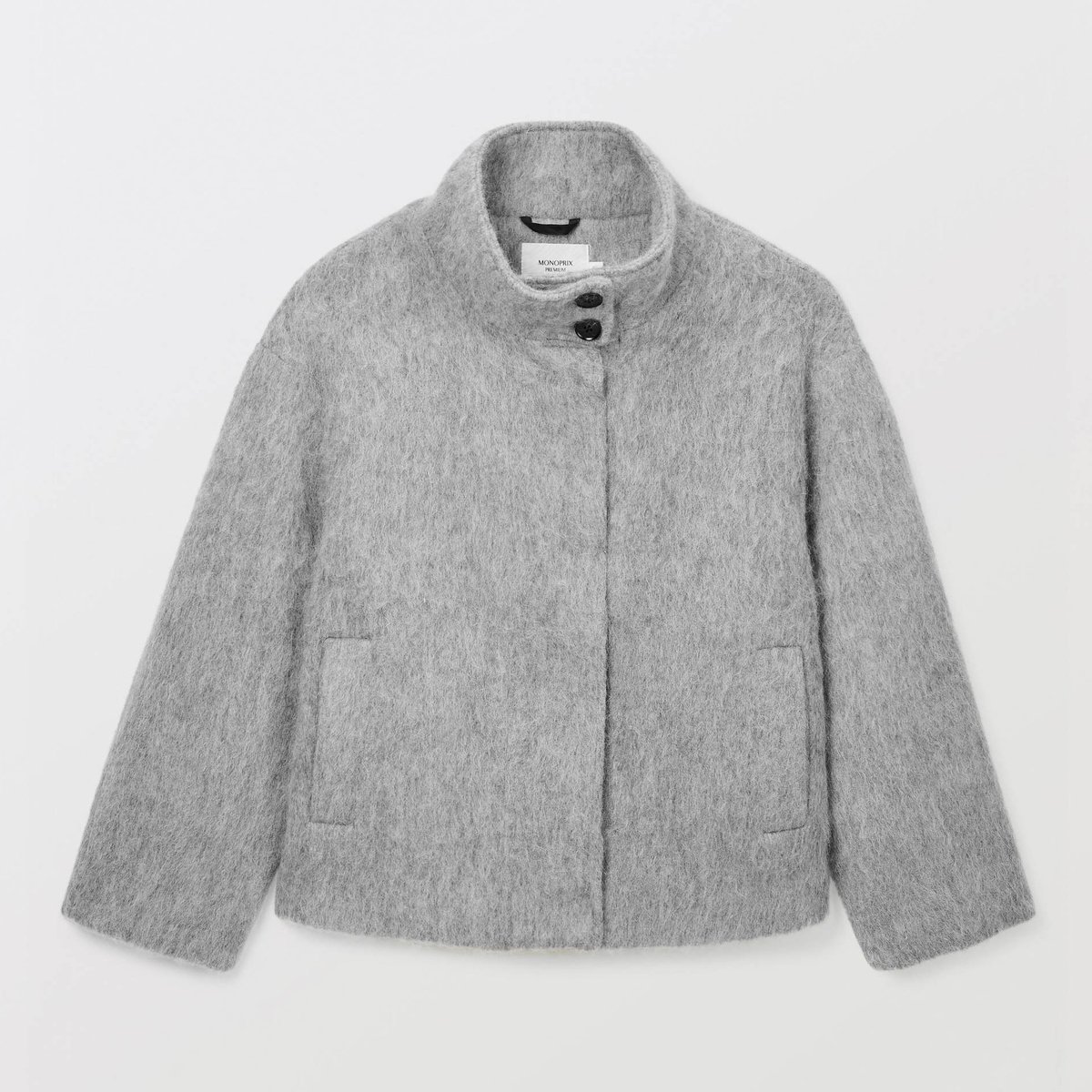 Manteau court col à montant contenant de la laine robot, MONOPRIX