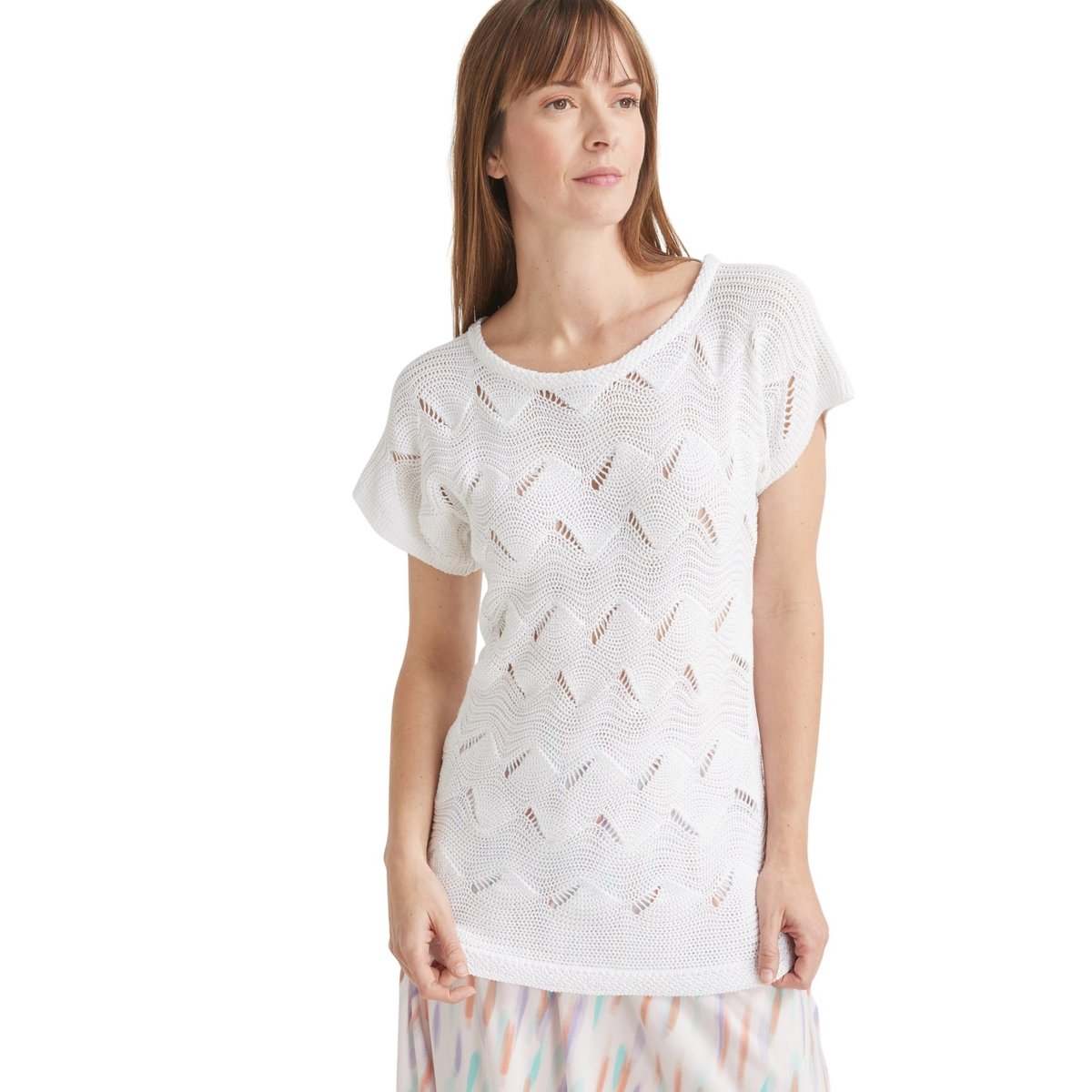 Pull fantaisie manches T blanc, DAXON