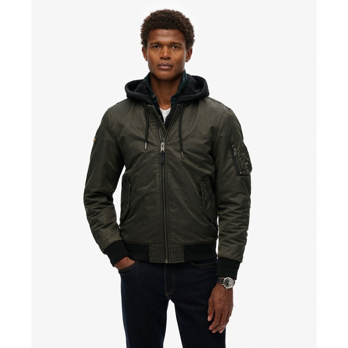 Bomber militaire MA1 vert foncé délavé, SUPERDRY