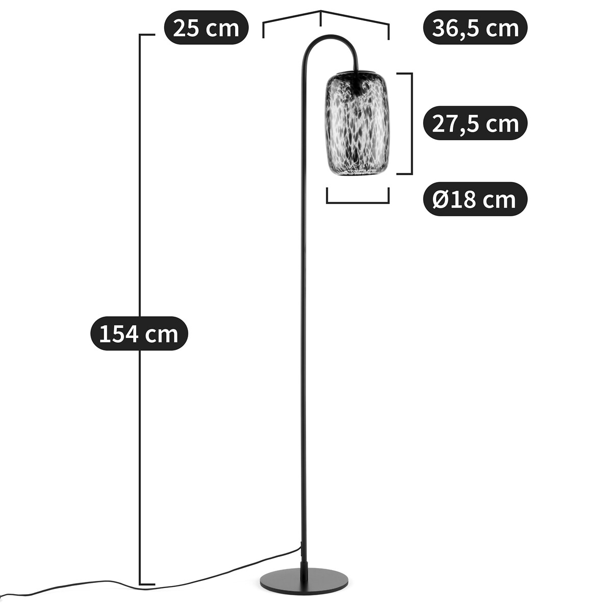 Lampadaire en métal fer et verre ambré, Toleco marron, LA REDOUTE INTERIEURS