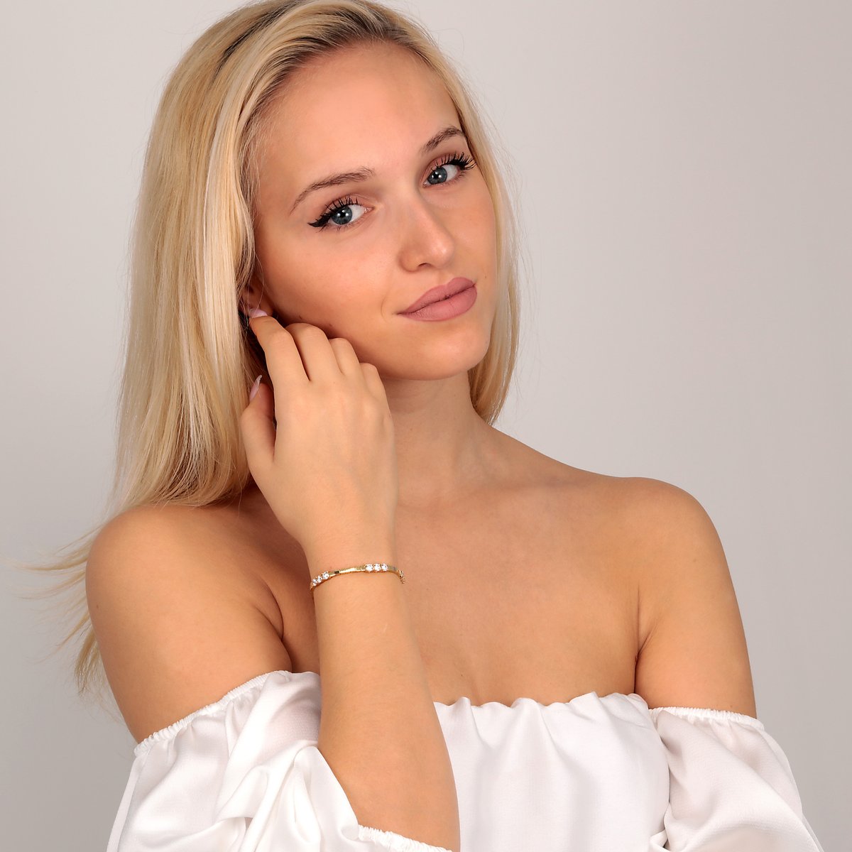 Bracelet en laiton, placage ninfea, zircons SCINTILLE blanc, MORELLATO