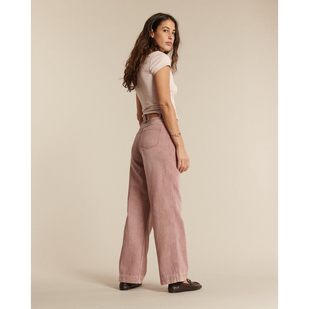 JEANS DROIT LARGE TAILLE HAUTE DENIM CONFORT quartz, LABDIP