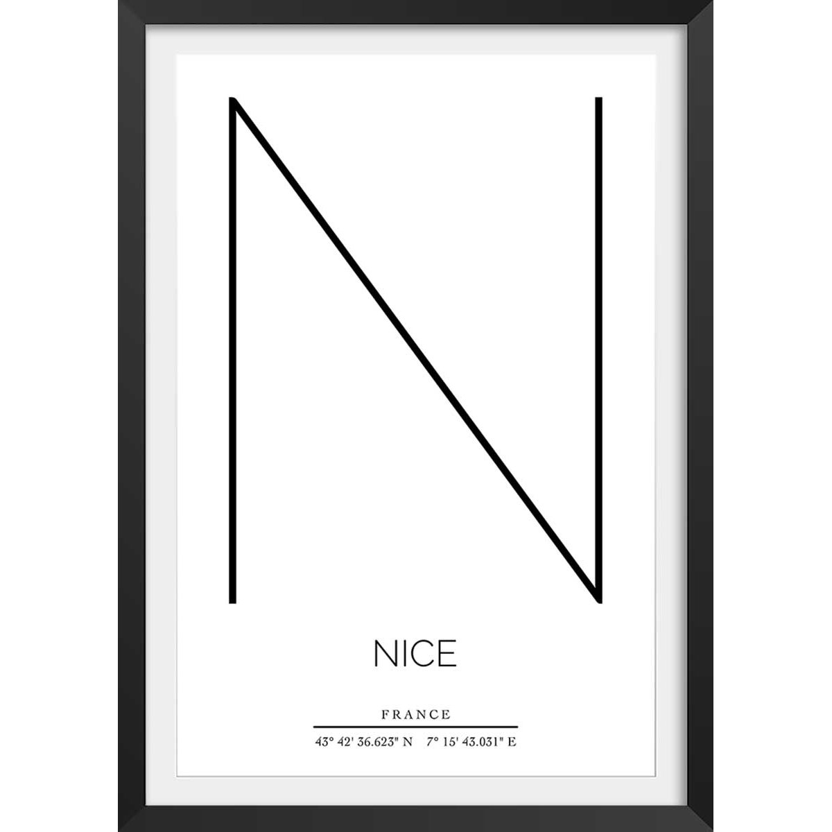 Poster n nice affiche + cadre en bois - noir, HEXOA