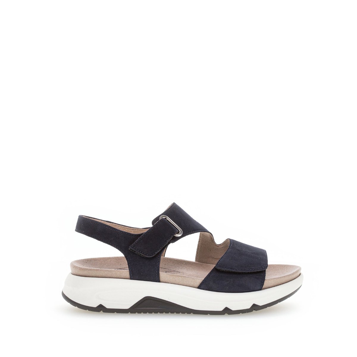 Sandales en cuir velours à talon compensé bleu velours, GABOR