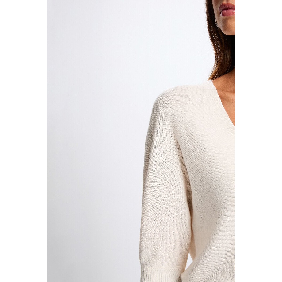 Gilet manches longues col V blanc, MORGAN