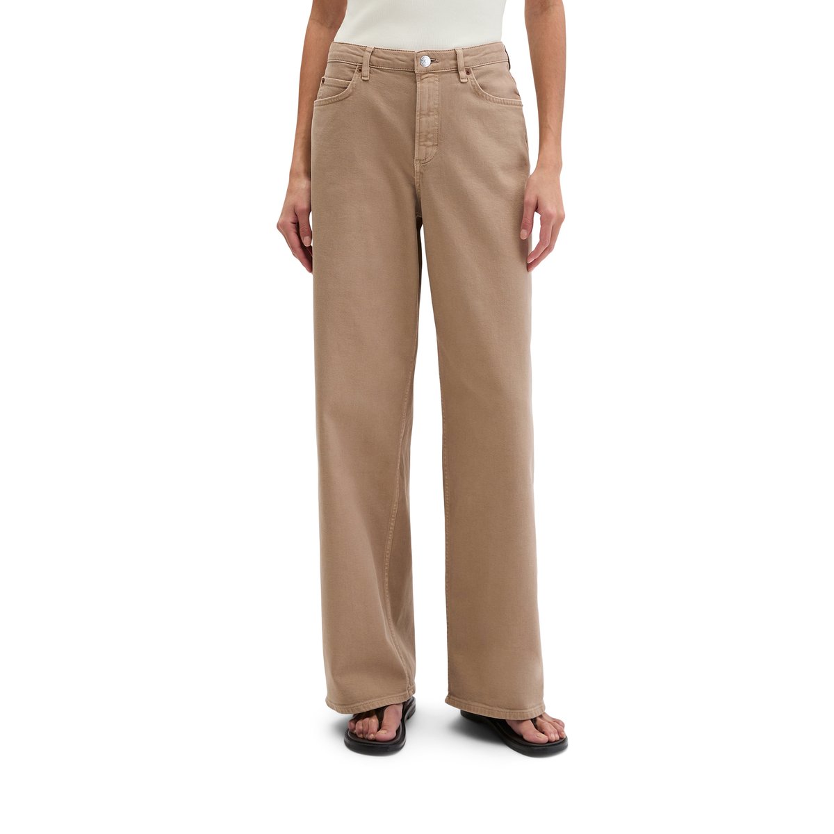 Jeans modèle Tolva large en coton organique mélangé stretch marron, MARC O'POLO