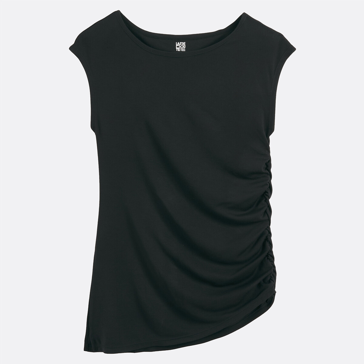 T-shirt col bateau manches courtes drapé noir, LA REDOUTE COLLECTIONS