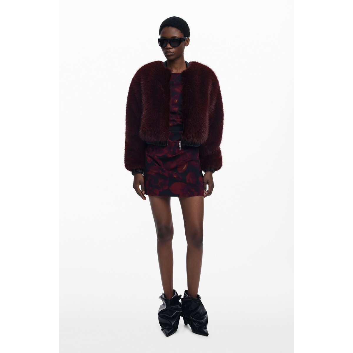 Robe chasuble froncée rouge, DESIGUAL