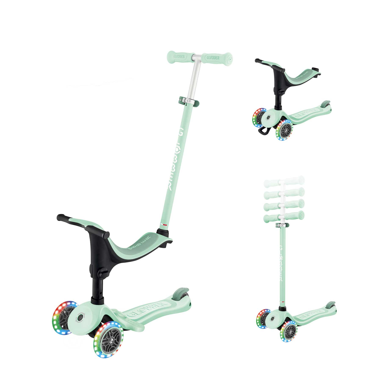 Trottinette évolutive GO-UP SPORTY LIGHTS vert menthe, GLOBBER