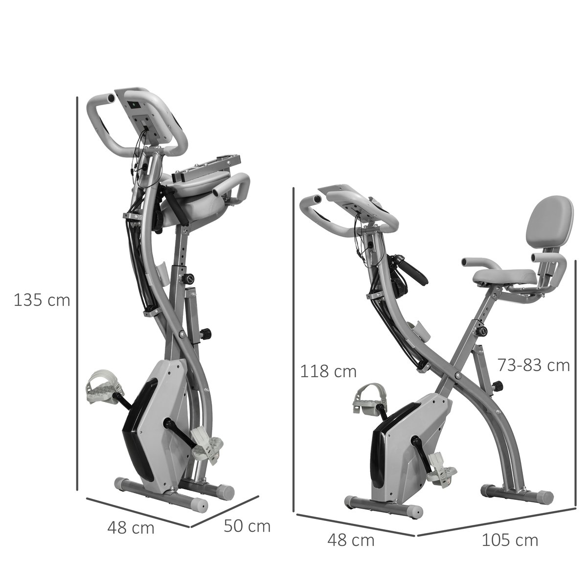 Vélo d'appartement magnétique Acier Gris, gris, HOMCOM