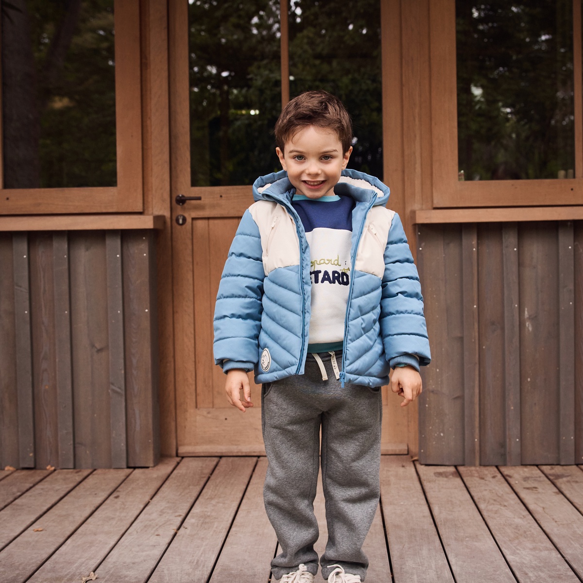 Pantalon enfant en molleton Touctouc gris, PETIT BEGUIN