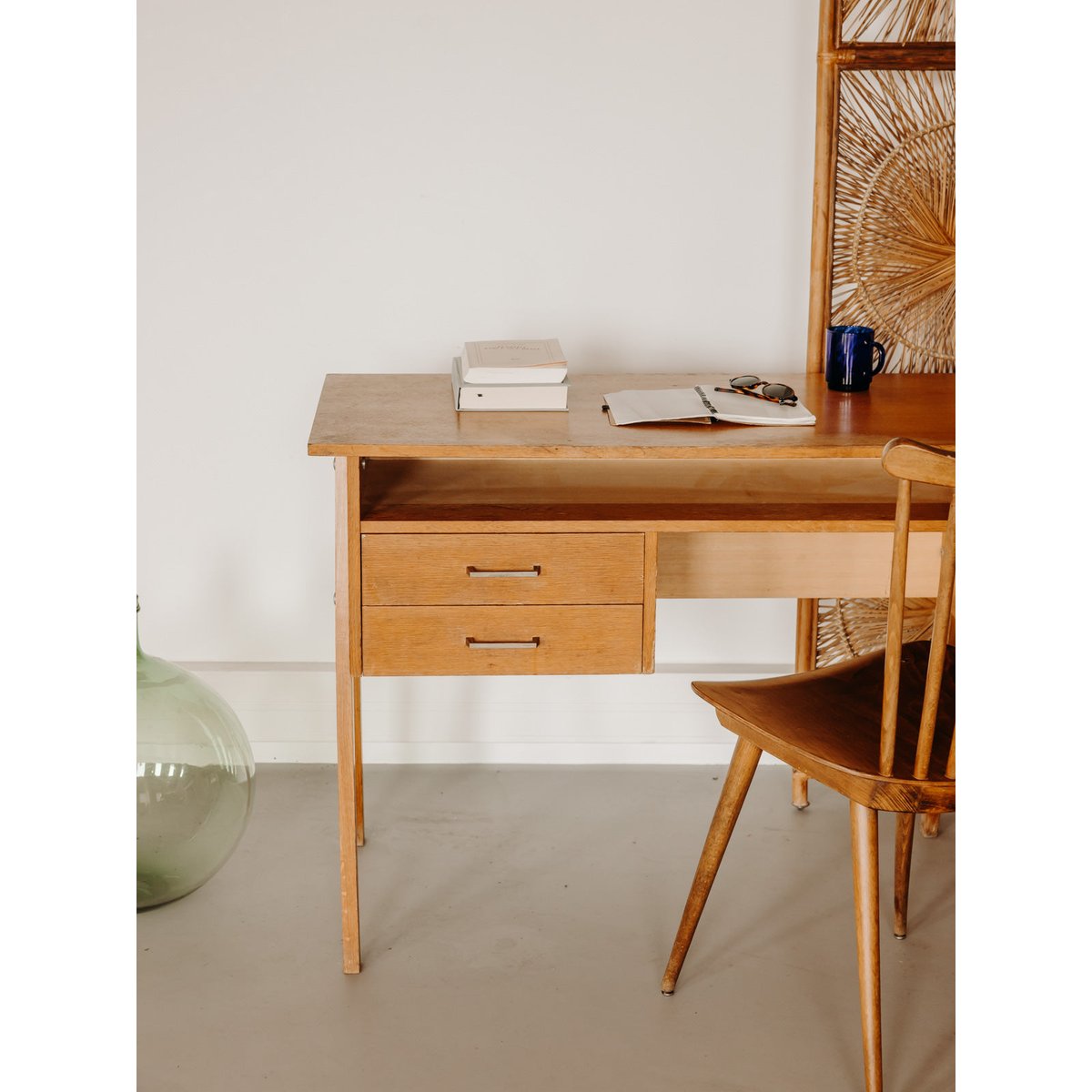 Bureau au style scandinave minimaliste Yvan N°570 - Bon état bois clair, DEBONGOUT