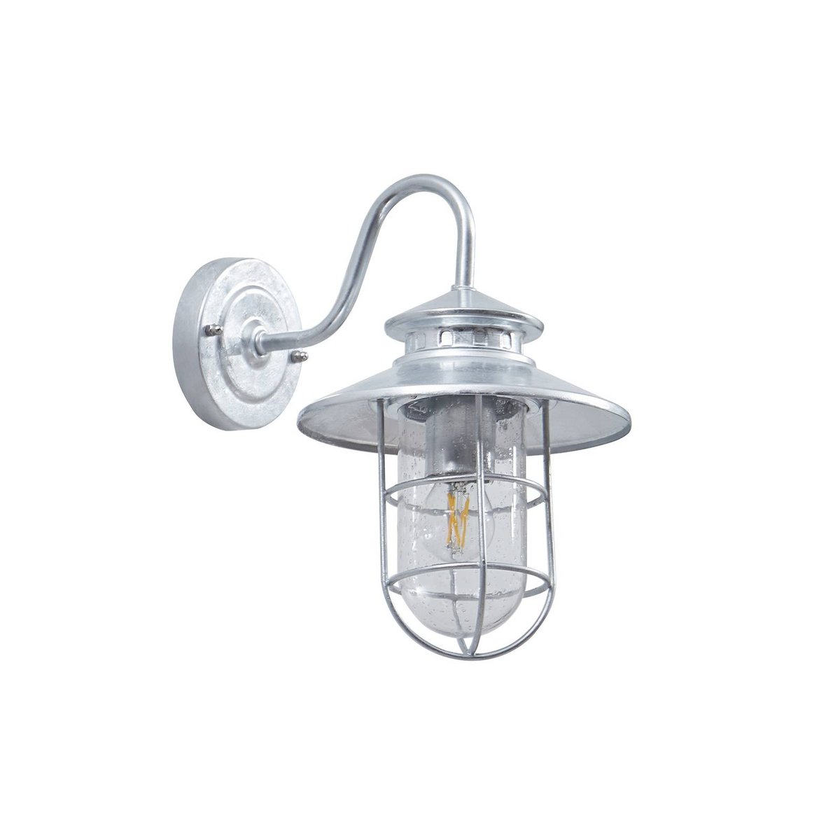 Applique extérieure en métal industrielle argent galvanisé, transparent, LINDBY