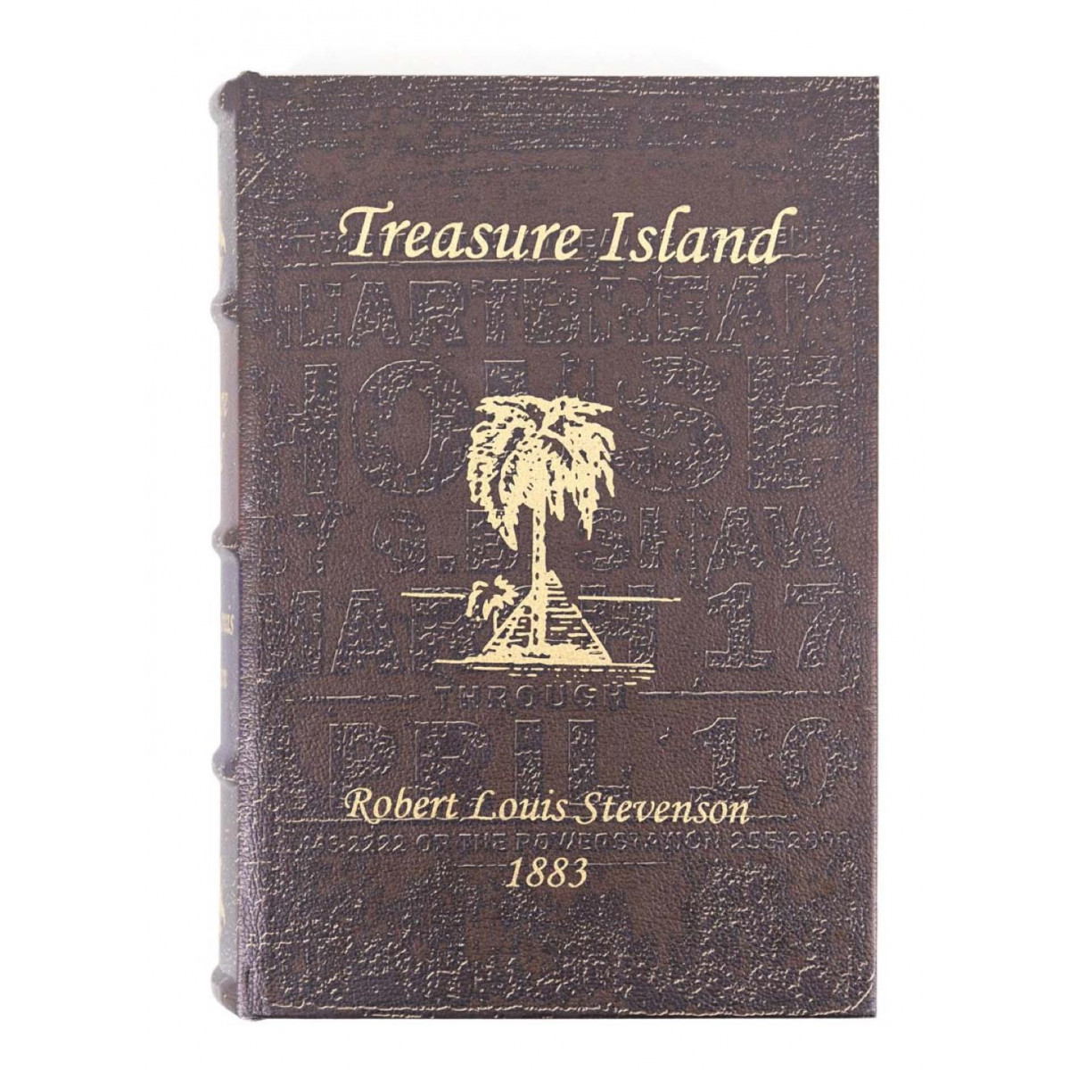 Livre treasure island carton similicuir marron, DECORATION D’AUTREFOIS