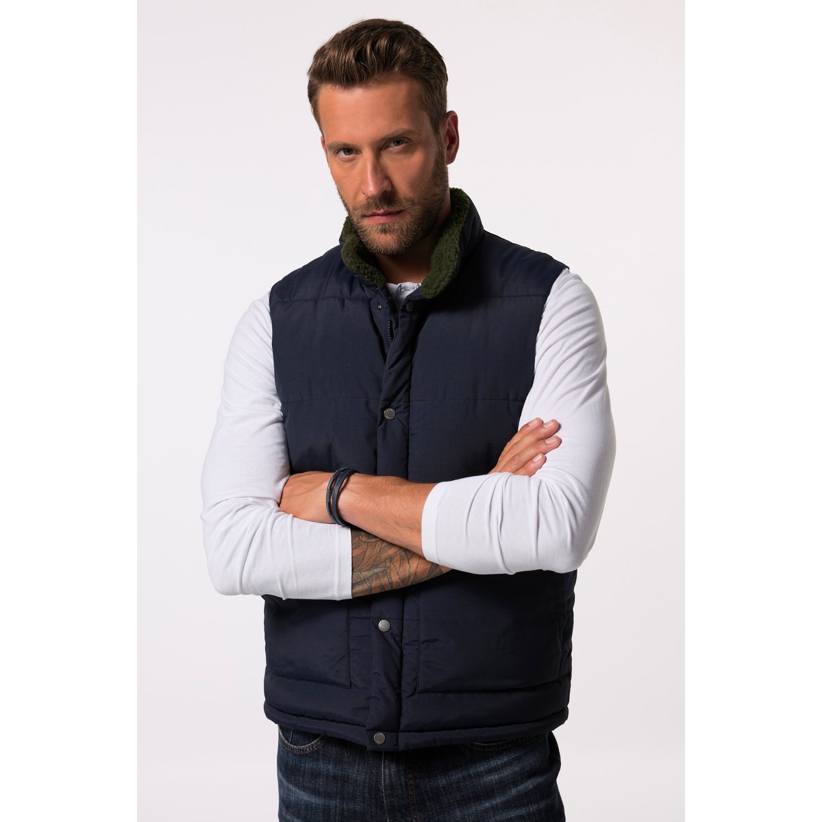 Gilet col montant bleu marine, JP1880