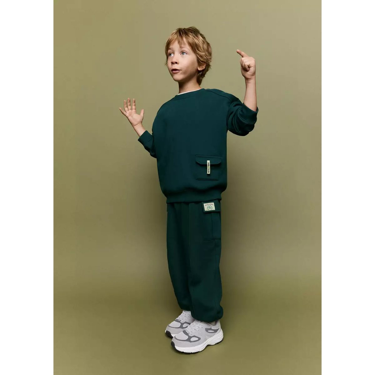 Pantalon jogger cargo vert foncé, MANGO BABY