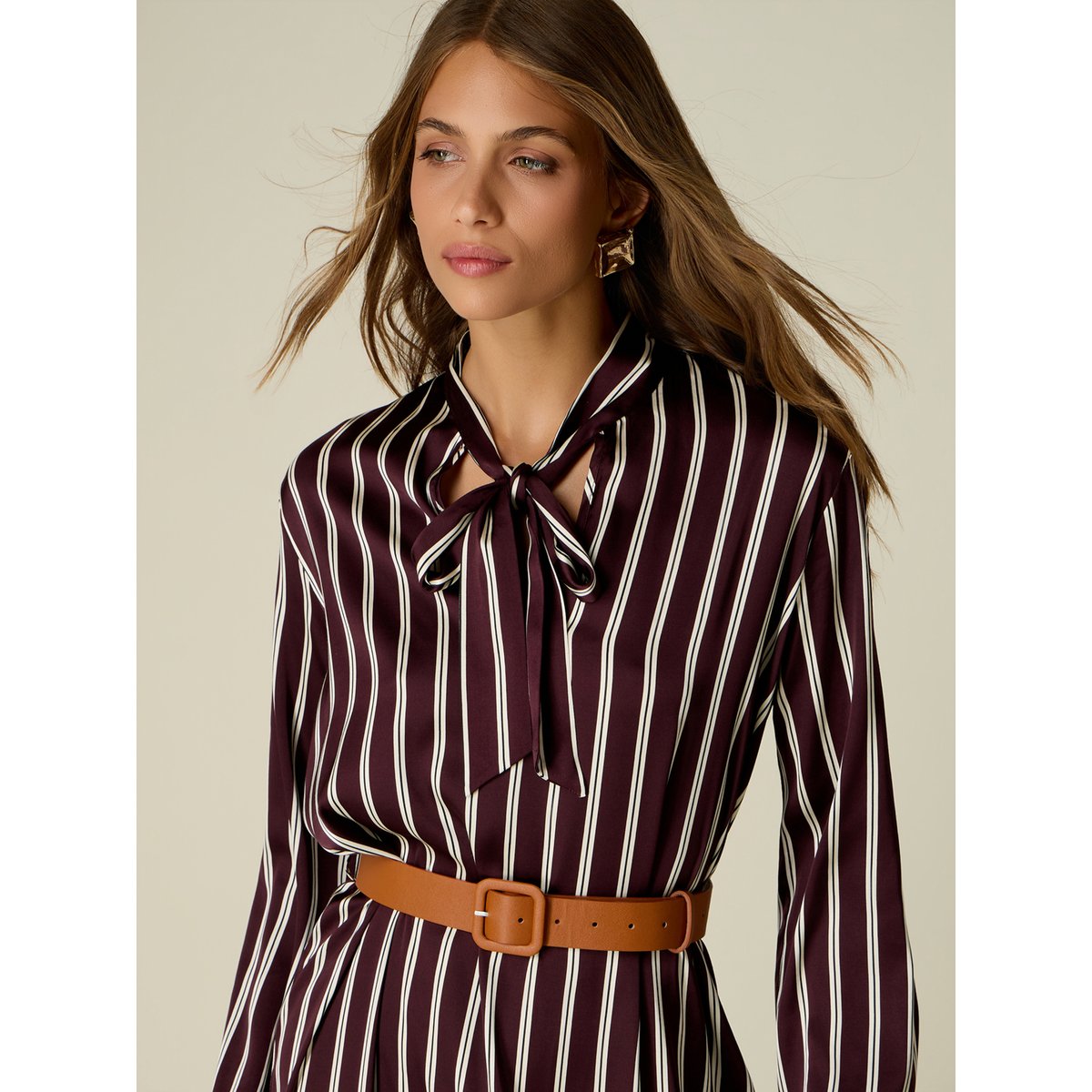 Robe chemisier avec ceinture burgundy, OLTRE