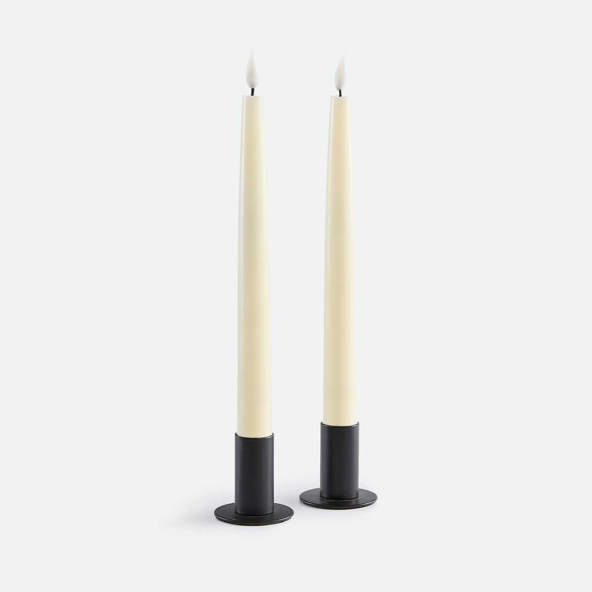 Lot de 2 bougies LED, en cire, hauteur 24,5 cm ecru, LA REDOUTE INTERIEURS
