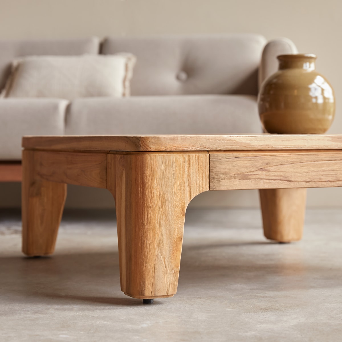 Table basse en Teck massif, RUTH naturel, TIKAMOON