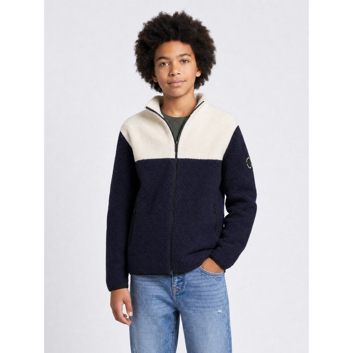 Veste zippée en sherpa forgehaven bleu royal navy, PETROL INDUSTRIES