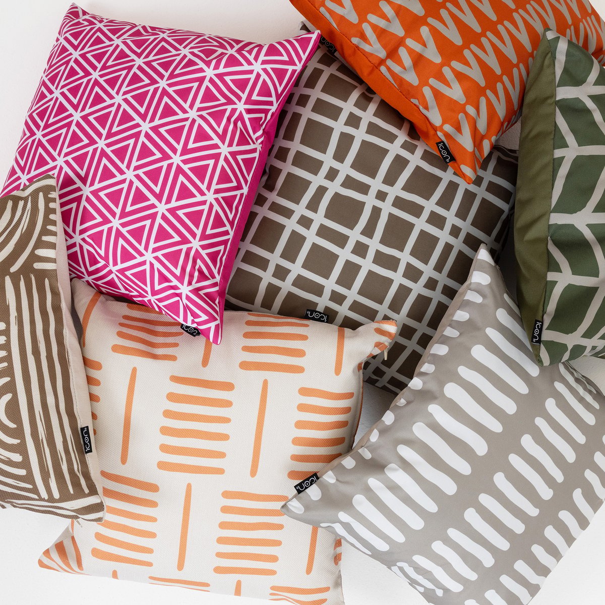 Lot de 4 coussins d'intérieur et d'extérieur Oeko-Tex®  - KYOTO marron, ICON