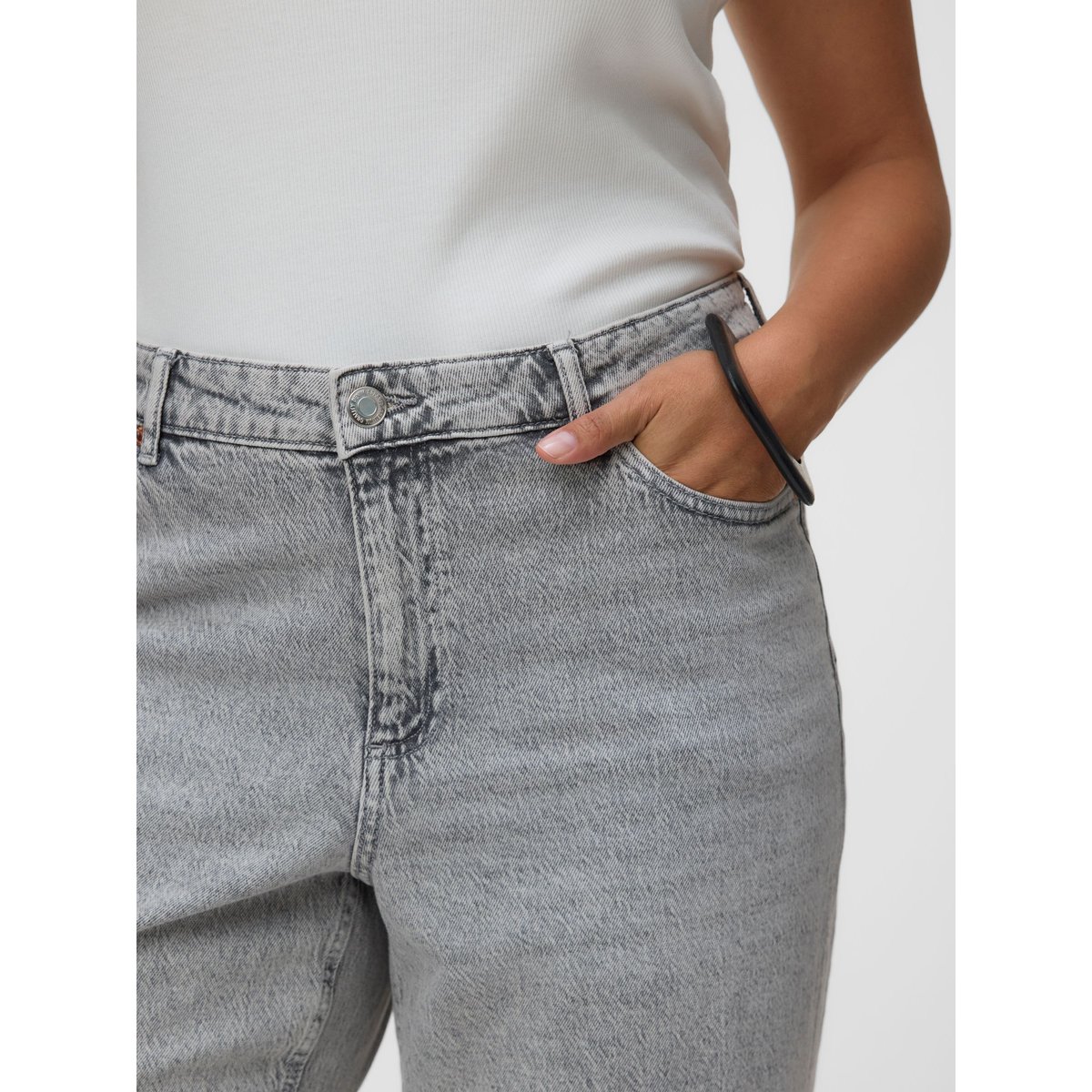Jean À Coupe Large light grey denim, VERO MODA
