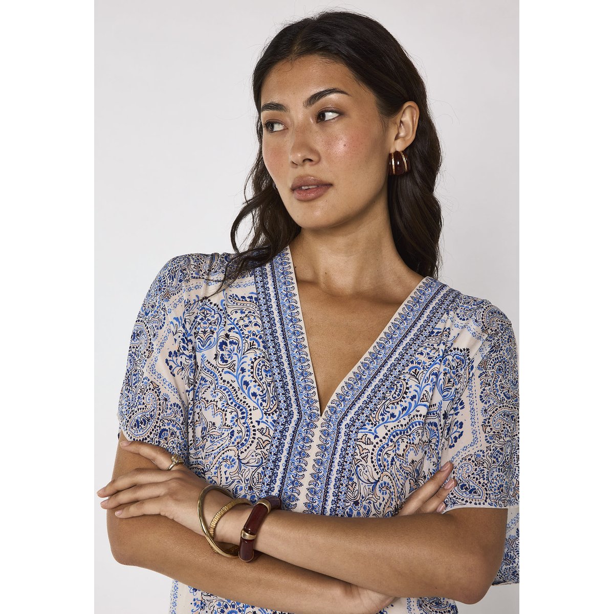 Robe imprimée droite BENEDICTE bleu, Maison 123