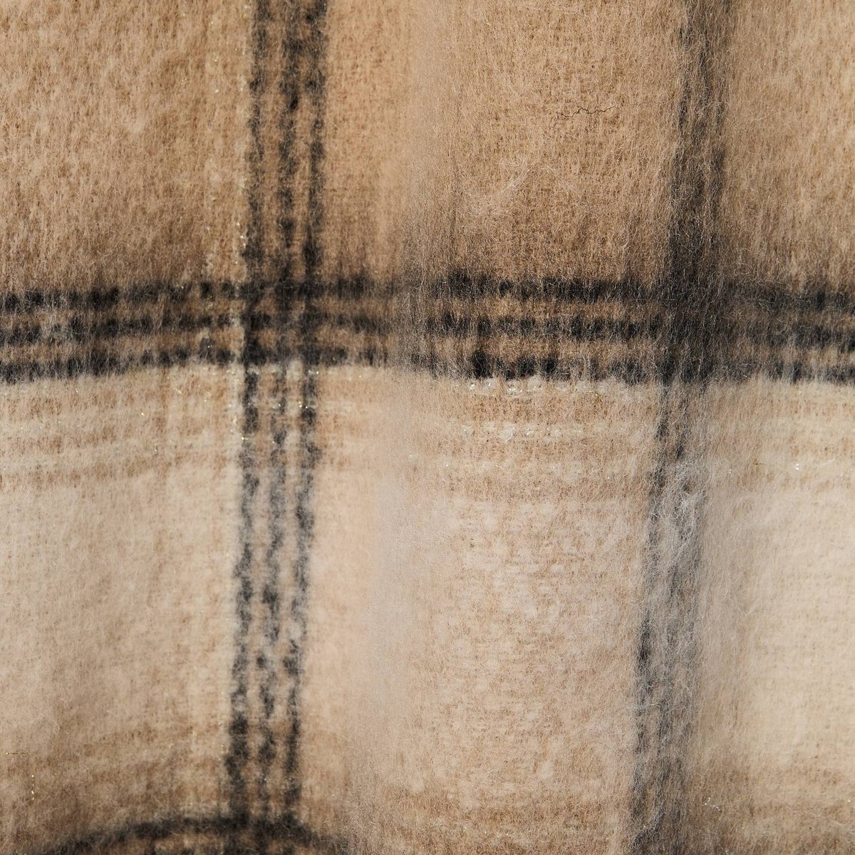 Echarpe chaude à carreaux, matière recyclée beige, MONOPRIX