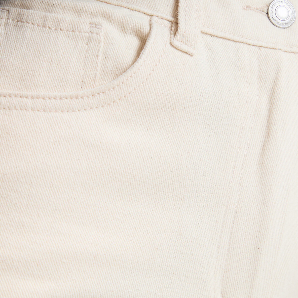 Pantalon large taille haute en twill de coton ecru, LA REDOUTE COLLECTIONS