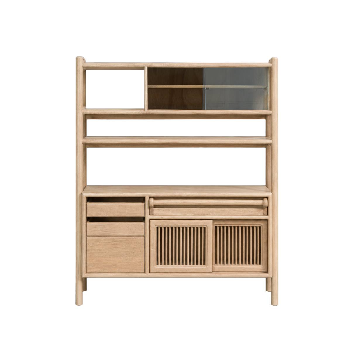 Vaisselier en bois de manguier JUSTINE bois clair, MADE IN MEUBLES
