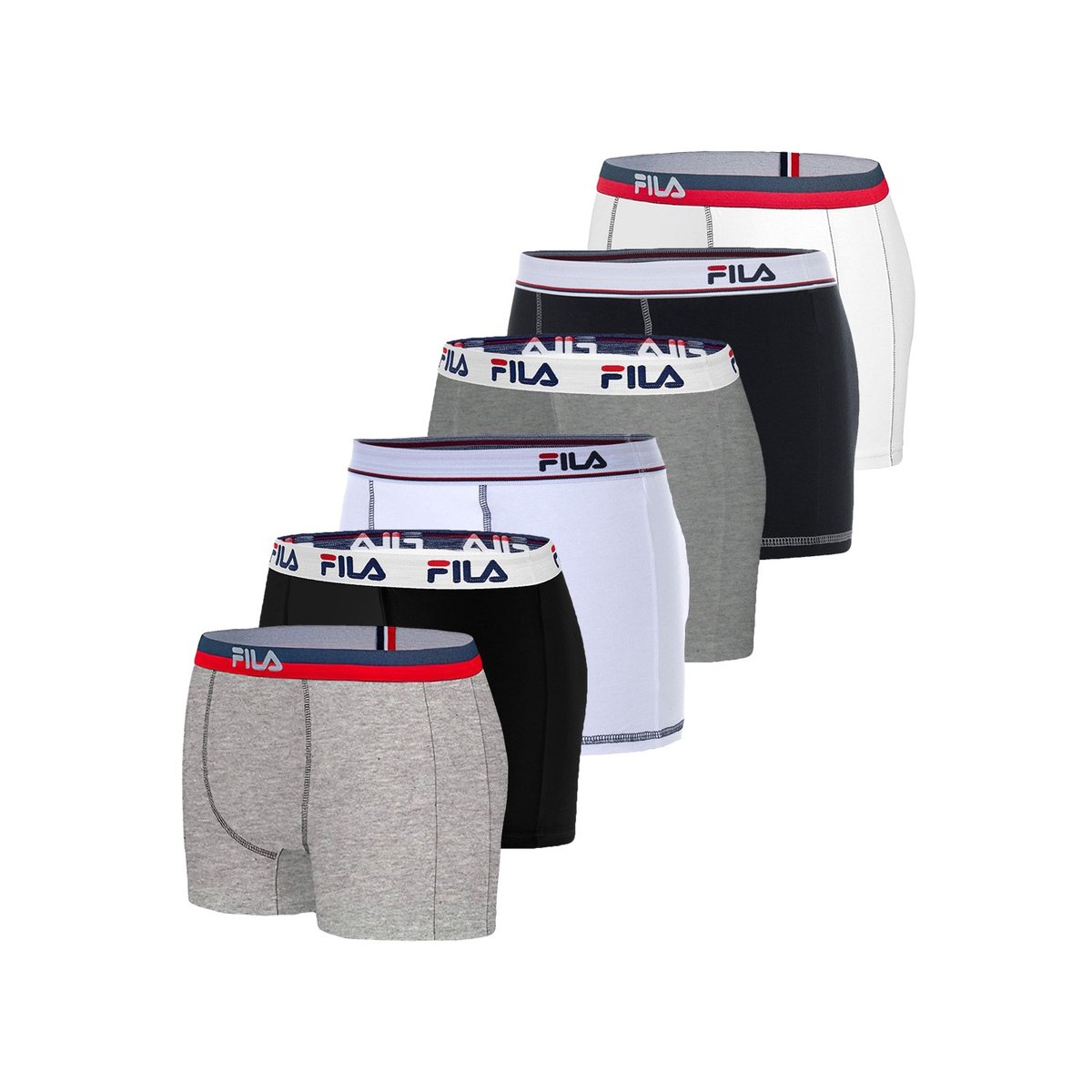 Lot De 6 Boxers Surprise Coton Uni multicolore, FILA