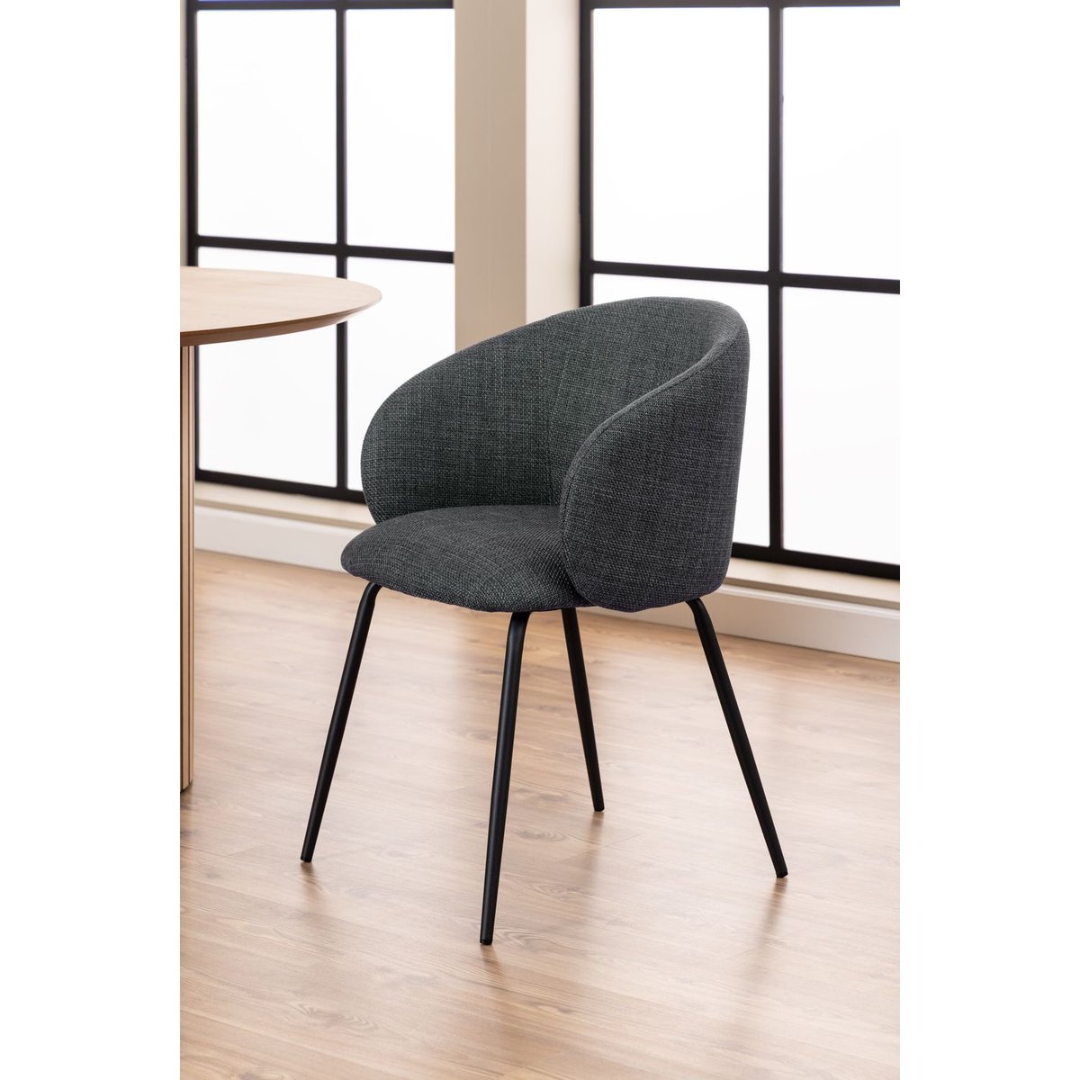 Lot de 2 chaises en tissu avec accoudoirs SÖREN gris foncé, TOILINUX