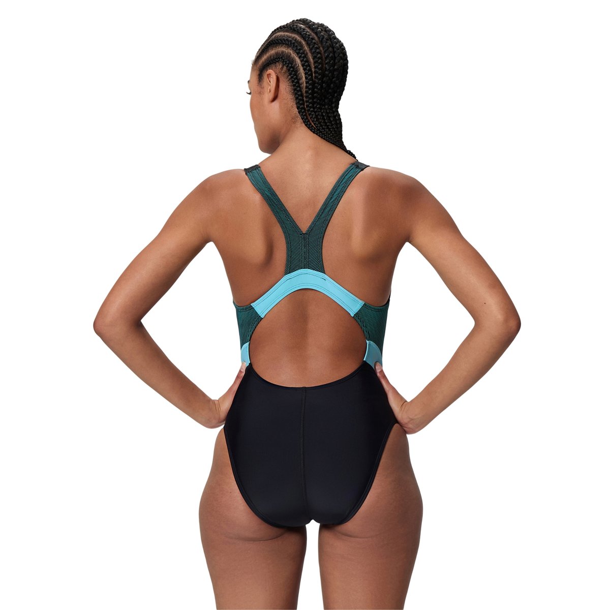 Maillot de bain 1 pièce motif/style à rayures QUANTUM SPLICE noir, SPEEDO