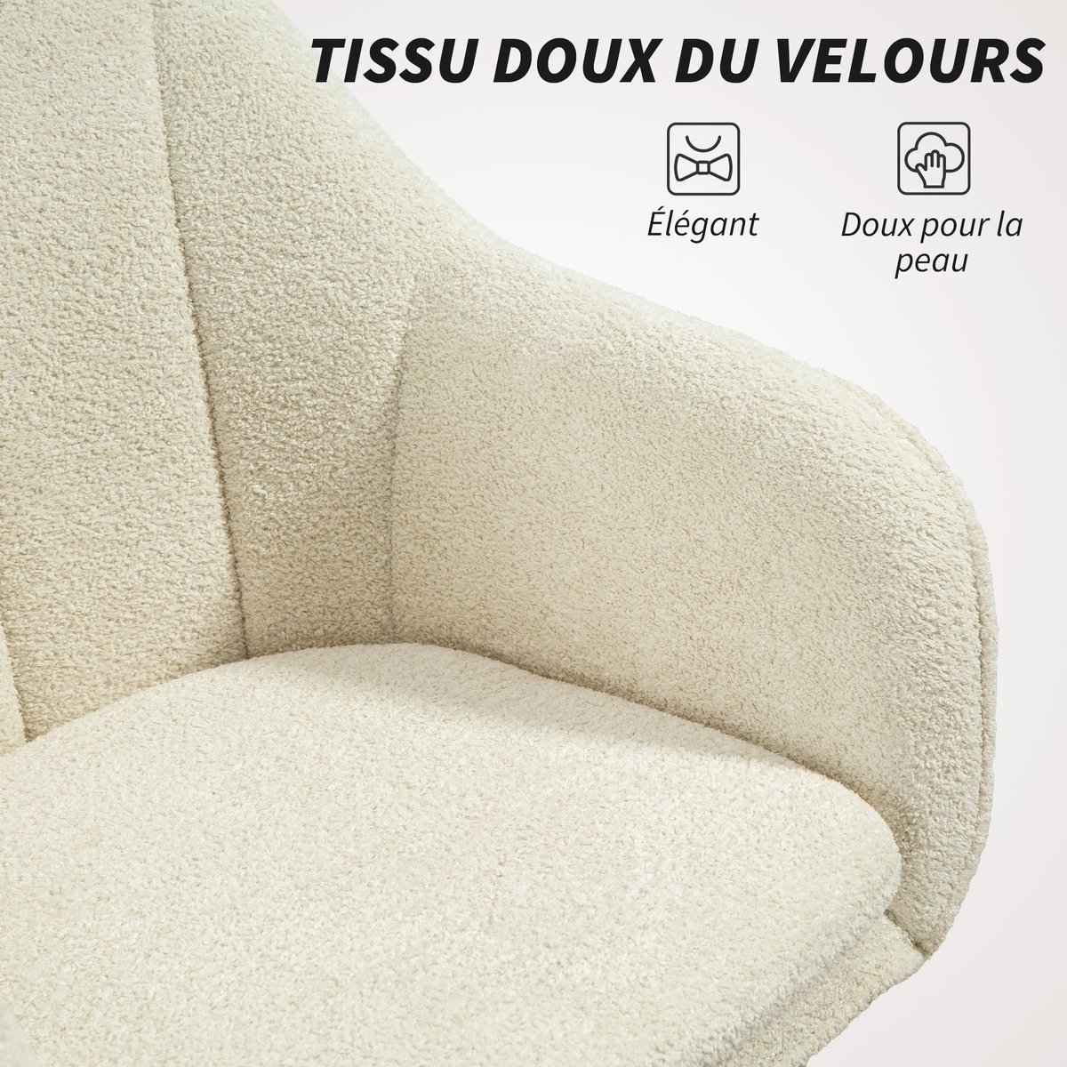Chaise de bureau Flanelle neige (100 % beige, HOMCOM