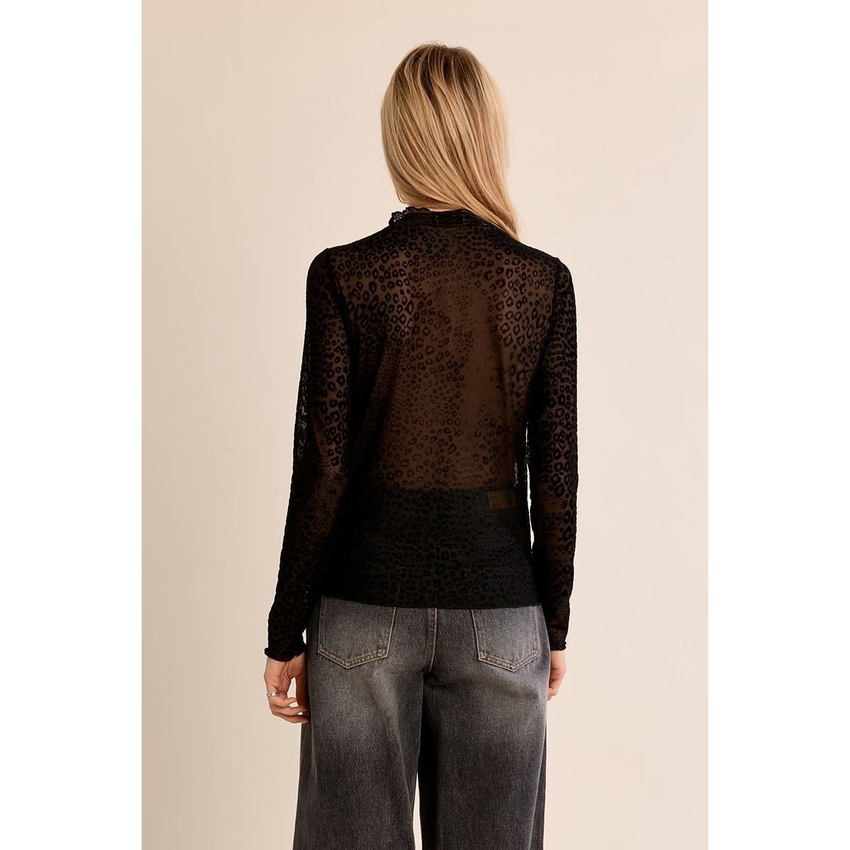 Top en semi-transparence léopard noir, MOLLY BRACKEN